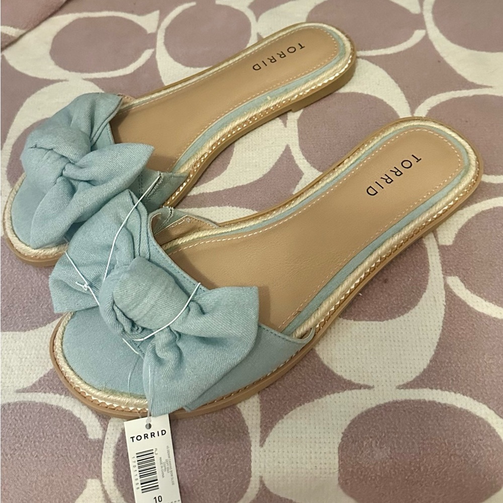 Torrid Light Blue Denim Bow Sandals